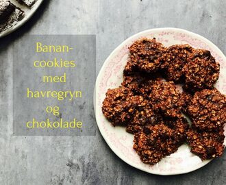 Banancookies med havregryn og chokolade