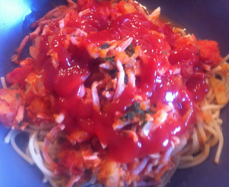 Spagetti med skinke tomatsauce