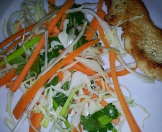 Let salat med forårsløg, gulerødder, persille mm