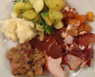 Grillet let sprængt kalkun - thanksgiving middag