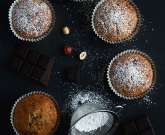 Banana muffins with chocolate & hazelnut