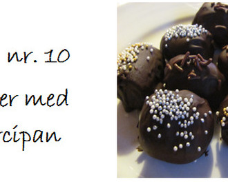 Låge nr. 10 -  Dadler med marcipan og chokoladeovertræk