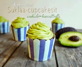 Vegaaniset suklaa-cupcakesit avokado-kuorrutteella