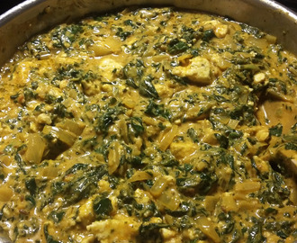 Palak paneer, intialainen juustopinaatti curry