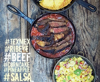 TexMex: Beef chiliä maissikakun ja ananassalsan kera