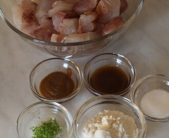 Fiskekaker med curry og aspargesbønner