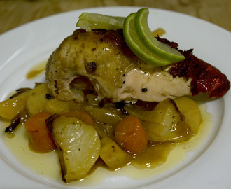 Helstekt kylling med lime og hvitløk