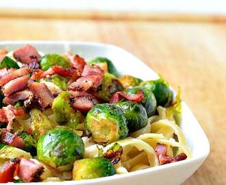 Fettuccine Cauli-Fredo with Brussels Sprouts & Bacon