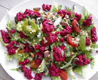 Salat med dressing full av antioksidanter