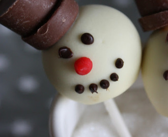 God jul + Cakepops-snømenn