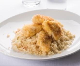 Spicy fiskepinner med couscous