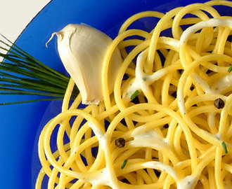 Spaghetti med hvitløkskrem