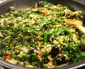 Vegansk middag: grønnkål med quinoa og chilli