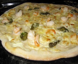 Italiensk pizza ned scampi