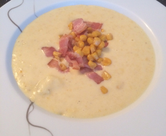 Mais suppe med bacon