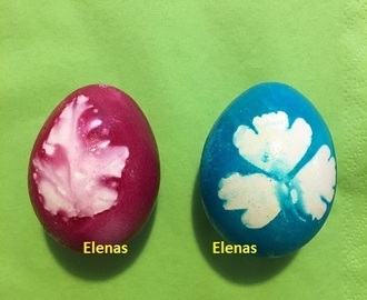 Färga ägg, med blad/Ouă vopsite, cu frunză