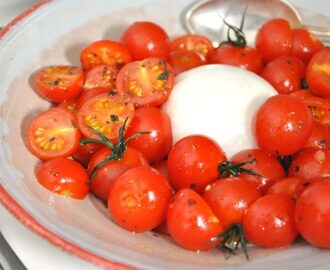 Krämig tryffelburrata med marinerade tomater