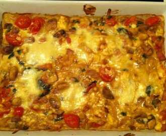Vegetarisk lasagne med mozzarella