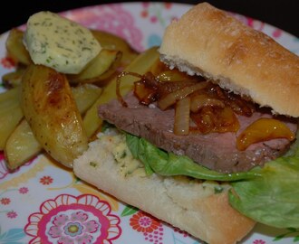 Steak sandwich med chilismör