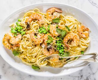 Spring Shrimp Scampi With Peas and Mint