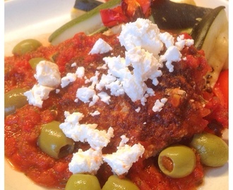 Grekiska biffar i tomat- och paprikasås