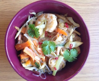 Wok med räkor