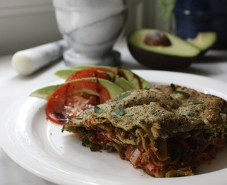 Vegetarisk/vegan lasagne med spenat