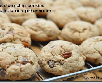 Chocolate chip cookies med kola och pekannötter