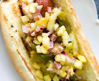 Hot Dogs With Pineapple Bacon Relish