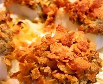 Cornflakesfisk, dillsås & potatismos