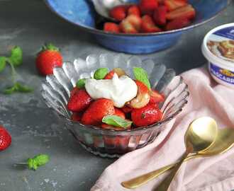 Balsamicomarinerade jordgubbar med mascarpone