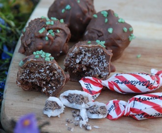 Chokladdoppade Mariannebollar med mintkrokant