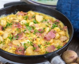 recept på bondomelett med potatis och fläsk | Maträtt, Recept middag, Enkel matlagning