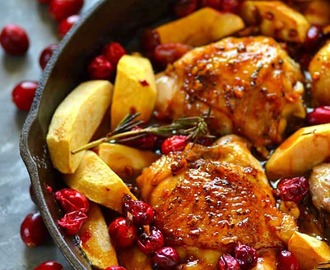 Maple-Glazed Roast Chicken with Apples and Cranberries