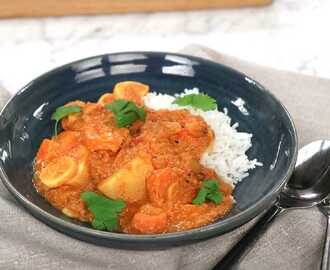 Krämig grönsaksgryta med curry och cashewnötter