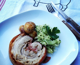 Porchetta med bacon, fänkål och apelsin - mitt bidrag till Sveriges bästa rapsgrisrecept 2014