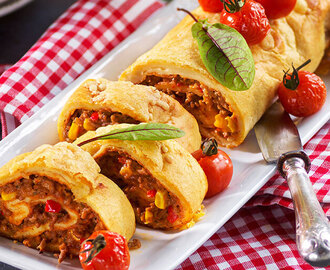 Pannkaksrulle med het tacofyllning recept