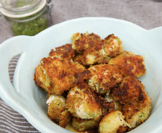 Pesto chicken nuggets med mycket smak av basilika och vitlök