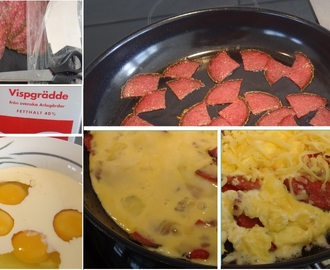 LCHF - Omelett med pepparsalami