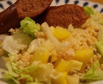 Couscous sallad med röda linser och solrosfrön