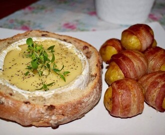 Camembert fondue med baconlindad potatis!