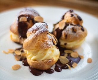 Profiteroles with Hot Chocolate Sauce 