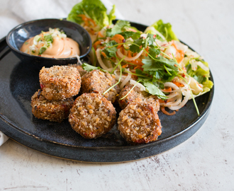 Jackfrukt  Thai crab cakes med het sås