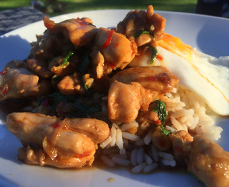 Pad kra pao – Kyckling med thaibasilika, vitlök och chili