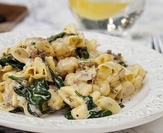 Krämig pasta med parmesan och spenat