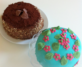 Minitårtor med chokladfluff och vacker vårtårta.... osså Vasaloppet :)!