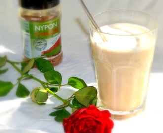 Äggmjölk med nyponpulver och granatäpple + lite vårbilder (Lchf)