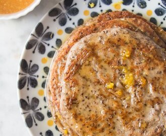 Lemon Cardamom Pancakes with a Zesty Honey Drizzle