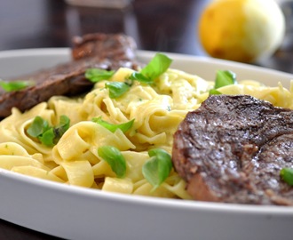 Grillad Entrecote med krämig citronpasta...