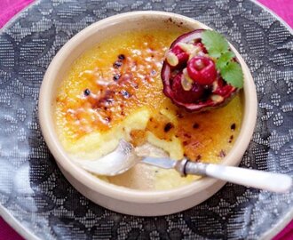 Crème brulée med hallon och passionsfrukt